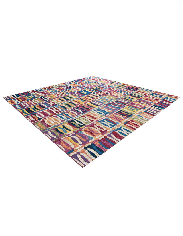 Multicolor 10' x 10' Outdoor Modern Square Area Rug Weather Resistant for Patio, Deck, Terrace, Balcony, Porch 100% Polypropylene Modern Outside Carpet for Sale at Rug Engine