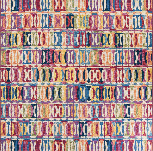 Multicolor 10' x 10' Outdoor Modern Square Area Rug Weather Resistant for Patio, Deck, Terrace, Balcony, Porch 100% Polypropylene Modern Outside Carpet for Sale at Rug Engine