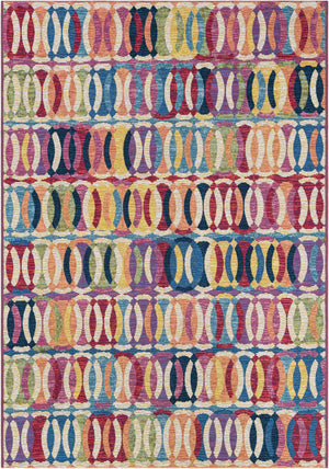Multicolor 4' 1 x 6' 1 Outdoor Modern Rectangle Area Rug Weather Resistant for Patio, Deck, Terrace, Balcony, Porch 100% Polypropylene Modern Outside Carpet for Sale at Rug Engine