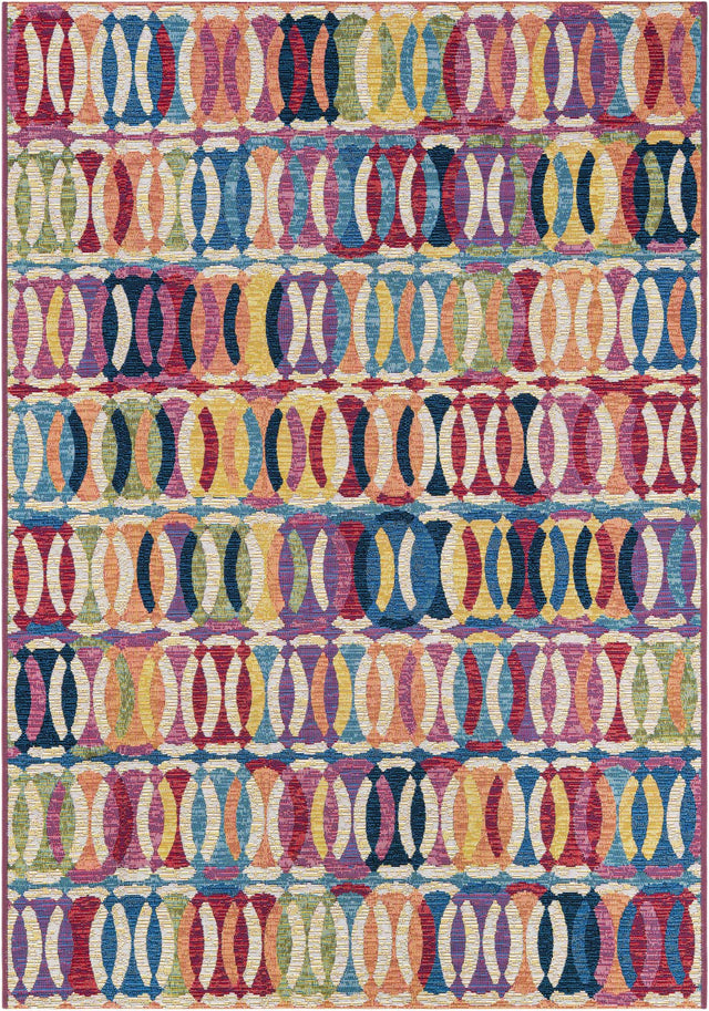 Multicolor 4' 1 x 6' 1 Outdoor Modern Rectangle Area Rug Weather Resistant for Patio, Deck, Terrace, Balcony, Porch 100% Polypropylene Modern Outside Carpet for Sale at Rug Engine