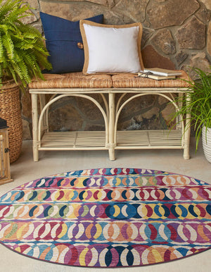 Multicolor 10' x 10' Outdoor Modern Round Area Rug Weather Resistant for Patio, Deck, Terrace, Balcony, Porch 100% Polypropylene Modern Outside Carpet for Sale at Rug Engine
