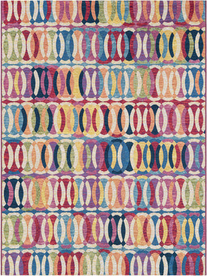 Multicolor 5' 3 x 7' 1 Outdoor Modern Rectangle Area Rug Weather Resistant for Patio, Deck, Terrace, Balcony, Porch 100% Polypropylene Modern Outside Carpet for Sale at Rug Engine