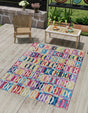 Multicolor 7' 10 x 10' Outdoor Modern Rectangle Area Rug Weather Resistant for Patio, Deck, Terrace, Balcony, Porch 100% Polypropylene Modern Outside Carpet for Sale at Rug Engine