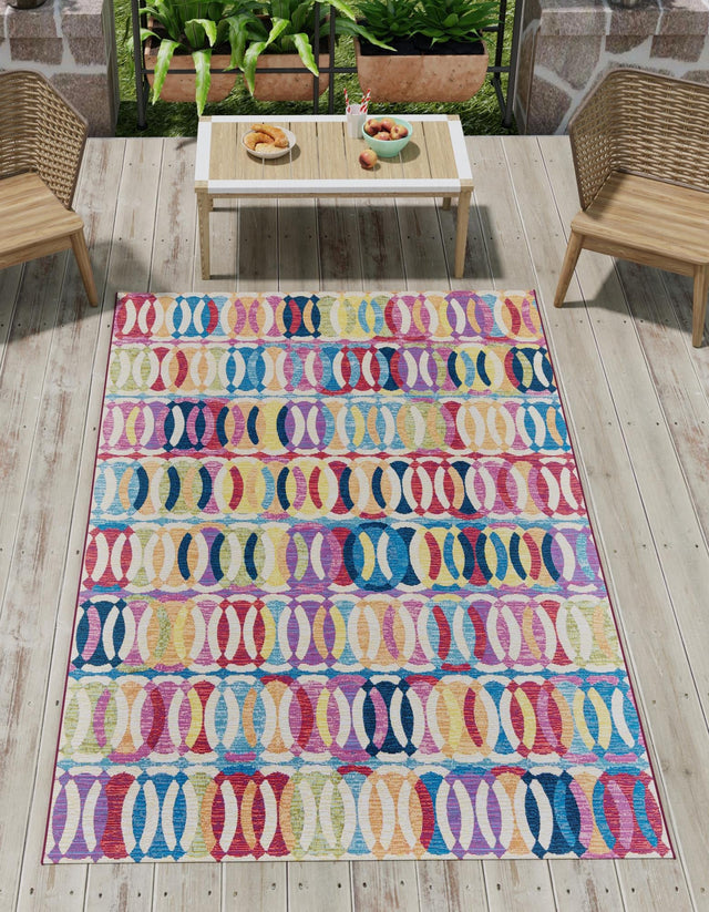 Multicolor 2' x 3' 1 Outdoor Modern Rectangle Area Rug Weather Resistant for Patio, Deck, Terrace, Balcony, Porch 100% Polypropylene Modern Outside Carpet for Sale at Rug Engine