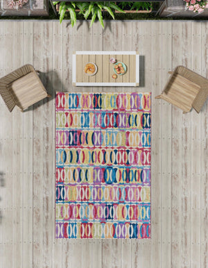 Multicolor 10' x 14' 1 Outdoor Modern Rectangle Area Rug Weather Resistant for Patio, Deck, Terrace, Balcony, Porch 100% Polypropylene Modern Outside Carpet for Sale at Rug Engine