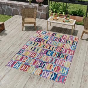 Multicolor 9' x 12' Outdoor Modern Rectangle Area Rug Weather Resistant for Patio, Deck, Terrace, Balcony, Porch 100% Polypropylene Modern Outside Carpet for Sale at Rug Engine