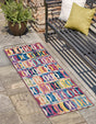 Multicolor 2' x 5' 1 Outdoor Modern Runner Area Rug Weather Resistant for Patio, Deck, Terrace, Balcony, Porch 100% Polypropylene Modern Outside Carpet for Sale at Rug Engine
