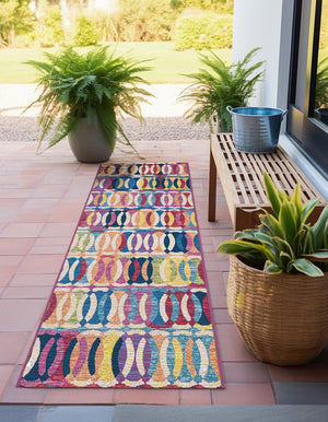 Multicolor 2' 7 x 10' Outdoor Modern Runner Area Rug Weather Resistant for Patio, Deck, Terrace, Balcony, Porch 100% Polypropylene Modern Outside Carpet for Sale at Rug Engine