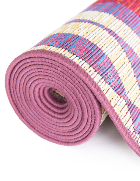 Multicolor 2' 7 x 10' Outdoor Modern Runner Area Rug Weather Resistant for Patio, Deck, Terrace, Balcony, Porch 100% Polypropylene Modern Outside Carpet for Sale at Rug Engine
