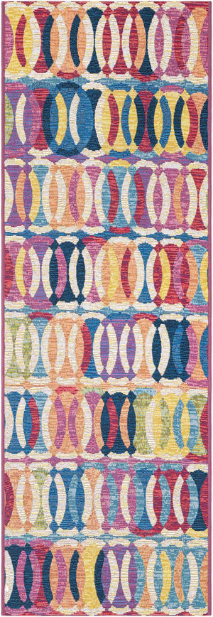 Multicolor 2' x 6' 1 Outdoor Modern Runner Area Rug Weather Resistant for Patio, Deck, Terrace, Balcony, Porch 100% Polypropylene Modern Outside Carpet for Sale at Rug Engine