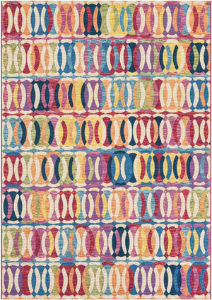 Multicolor 6' 1 x 9' Outdoor Modern Rectangle Area Rug Weather Resistant for Patio, Deck, Terrace, Balcony, Porch 100% Polypropylene Modern Outside Carpet for Sale at Rug Engine