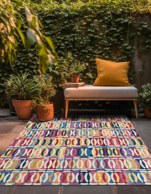 Multicolor 10' x 10' Outdoor Modern Square Area Rug Weather Resistant for Patio, Deck, Terrace, Balcony, Porch 100% Polypropylene Modern Outside Carpet for Sale at Rug Engine