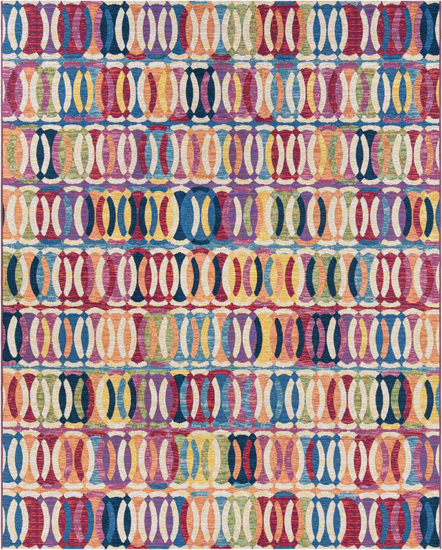 Multicolor 7' 10 x 10' Outdoor Modern Rectangle Area Rug Weather Resistant for Patio, Deck, Terrace, Balcony, Porch 100% Polypropylene Modern Outside Carpet for Sale at Rug Engine