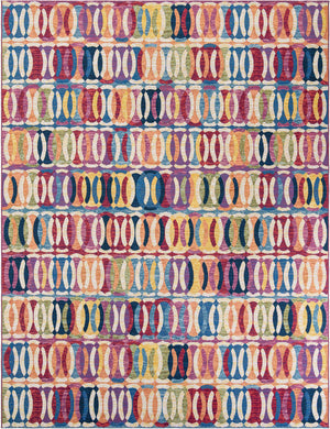 Multicolor 9' x 12' Outdoor Modern Rectangle Area Rug Weather Resistant for Patio, Deck, Terrace, Balcony, Porch 100% Polypropylene Modern Outside Carpet for Sale at Rug Engine