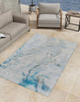 Blue and Ivory 5' 3 x 7' 1 Outdoor Modern Rectangle Area Rug Weather Resistant for Patio, Deck, Terrace, Balcony, Porch 100% Polypropylene Modern Outside Carpet for Sale at Rug Engine