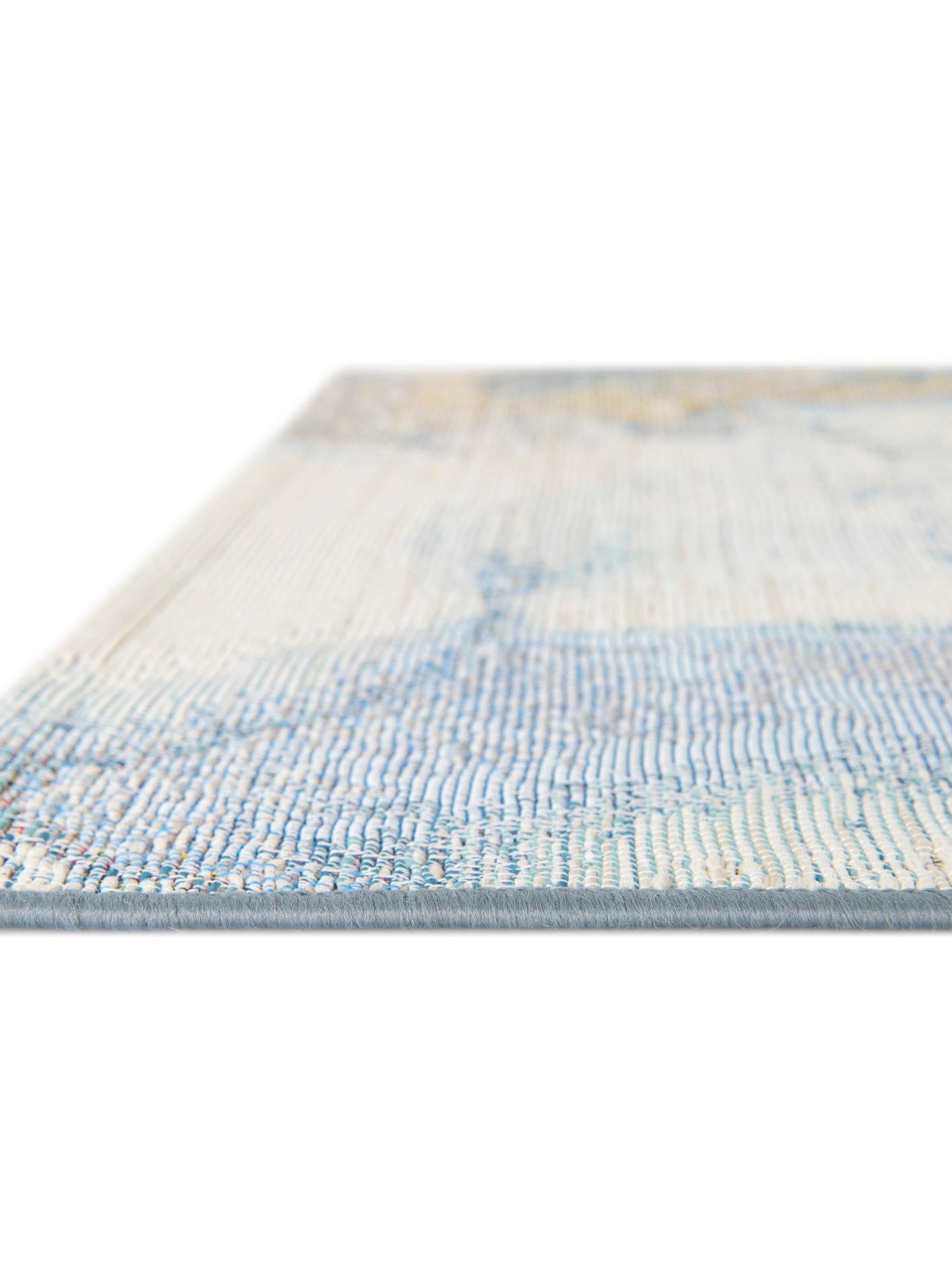 Blue and Ivory 2' 7 x 10' Outdoor Modern Runner Area Rug Weather Resistant for Patio, Deck, Terrace, Balcony, Porch 100% Polypropylene Modern Outside Carpet for Sale at Rug Engine