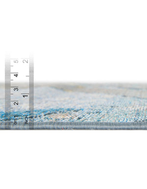 Blue and Ivory 10' x 10' Outdoor Modern Square Area Rug Weather Resistant for Patio, Deck, Terrace, Balcony, Porch 100% Polypropylene Modern Outside Carpet for Sale at Rug Engine