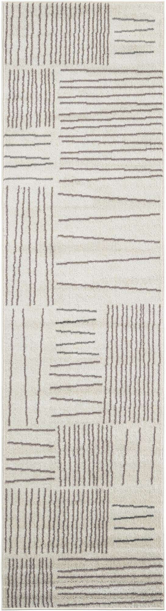 Ivory 2' 7 x 10' Hanahan Runner Area Rug 100% Polypropylene With Jute Backing Abstract Geometric Modern Carpet for Living, Dining Room, Office Space for Sale at Rug Engine