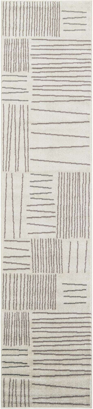 Ivory 2' 7 x 12' Hanahan Runner Area Rug 100% Polypropylene With Jute Backing Abstract Geometric Modern Carpet for Living, Dining Room, Office Space for Sale at Rug Engine