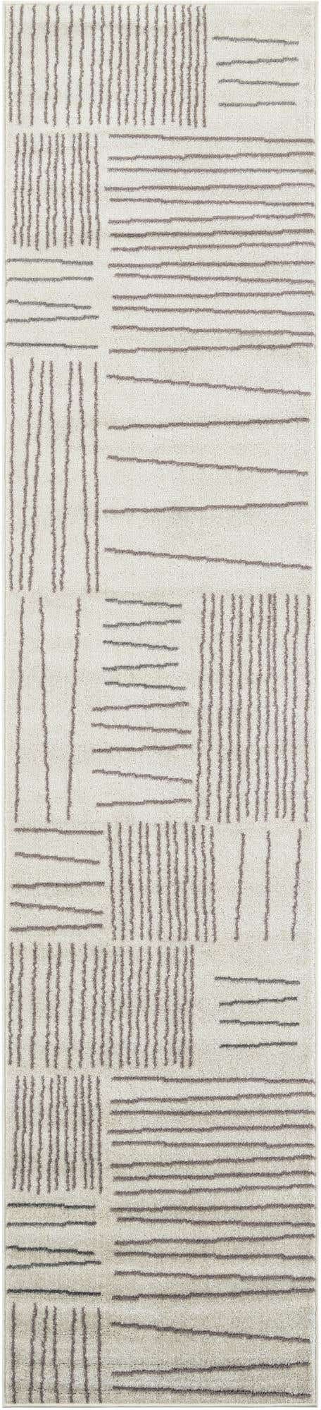 Ivory 2' 7 x 12' Hanahan Runner Area Rug 100% Polypropylene With Jute Backing Abstract Geometric Modern Carpet for Living, Dining Room, Office Space for Sale at Rug Engine