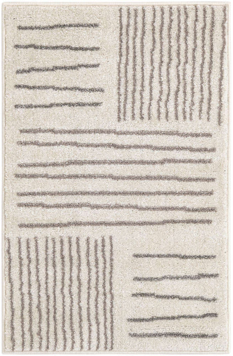 Ivory 2' x 3' 1 Hanahan Rectangle Area Rug 100% Polypropylene With Jute Backing Abstract Geometric Modern Carpet for Living, Dining Room, Office Space for Sale at Rug Engine