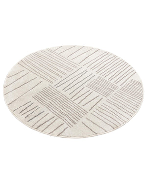 Ivory 5' 3 x 5' 3 Hanahan Round Area Rug 100% Polypropylene With Jute Backing Abstract Geometric Modern Carpet for Living, Dining Room, Office Space for Sale at Rug Engine