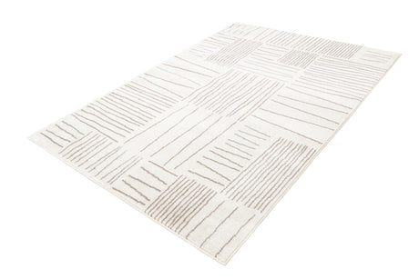 Ivory 5' 3 x 8' Hanahan Rectangle Area Rug 100% Polypropylene With Jute Backing Abstract Geometric Modern Carpet for Living, Dining Room, Office Space for Sale at Rug Engine