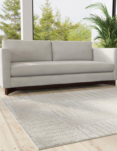 Ivory 10' x 14' 1 Hanahan Rectangle Area Rug 100% Polypropylene With Jute Backing Abstract Geometric Modern Carpet for Living, Dining Room, Office Space for Sale at Rug Engine