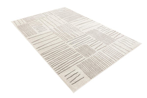 Ivory 5' 3 x 8' Hanahan Rectangle Area Rug 100% Polypropylene With Jute Backing Abstract Geometric Modern Carpet for Living, Dining Room, Office Space for Sale at Rug Engine