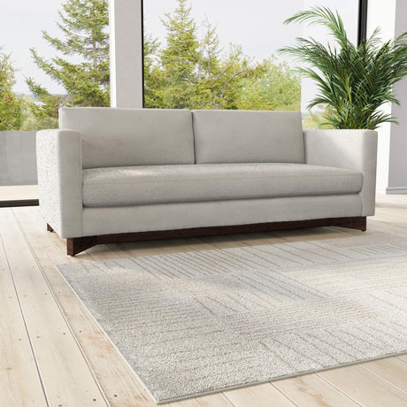 Ivory 4' 1 x 6' 1 Hanahan Rectangle Area Rug 100% Polypropylene With Jute Backing Abstract Geometric Modern Carpet for Living, Dining Room, Office Space for Sale at Rug Engine