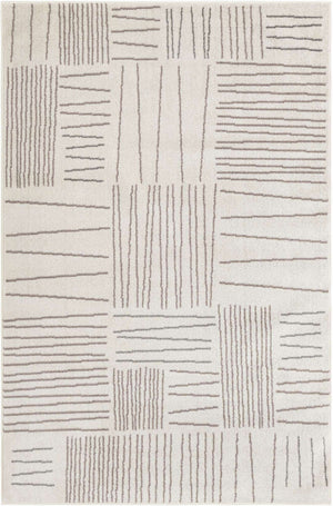 Ivory 5' 3 x 8' Hanahan Rectangle Area Rug 100% Polypropylene With Jute Backing Abstract Geometric Modern Carpet for Living, Dining Room, Office Space for Sale at Rug Engine