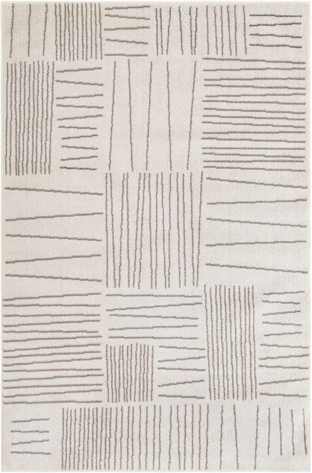 Ivory 5' 3 x 8' Hanahan Rectangle Area Rug 100% Polypropylene With Jute Backing Abstract Geometric Modern Carpet for Living, Dining Room, Office Space for Sale at Rug Engine