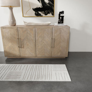Ivory 2' 7 x 10' Hanahan Runner Area Rug 100% Polypropylene With Jute Backing Abstract Geometric Modern Carpet for Living, Dining Room, Office Space for Sale at Rug Engine