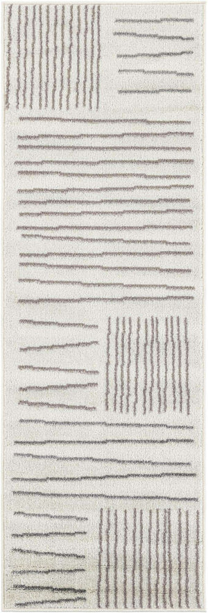 Ivory 2' x 6' 1 Hanahan Runner Area Rug 100% Polypropylene With Jute Backing Abstract Geometric Modern Carpet for Living, Dining Room, Office Space for Sale at Rug Engine