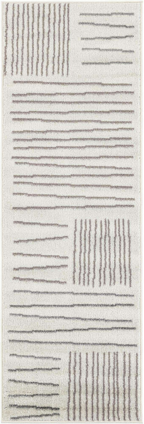 Ivory 2' x 6' 1 Hanahan Runner Area Rug 100% Polypropylene With Jute Backing Abstract Geometric Modern Carpet for Living, Dining Room, Office Space for Sale at Rug Engine