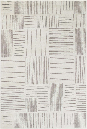 Ivory 6' 1 x 9' Hanahan Rectangle Area Rug 100% Polypropylene With Jute Backing Abstract Geometric Modern Carpet for Living, Dining Room, Office Space for Sale at Rug Engine