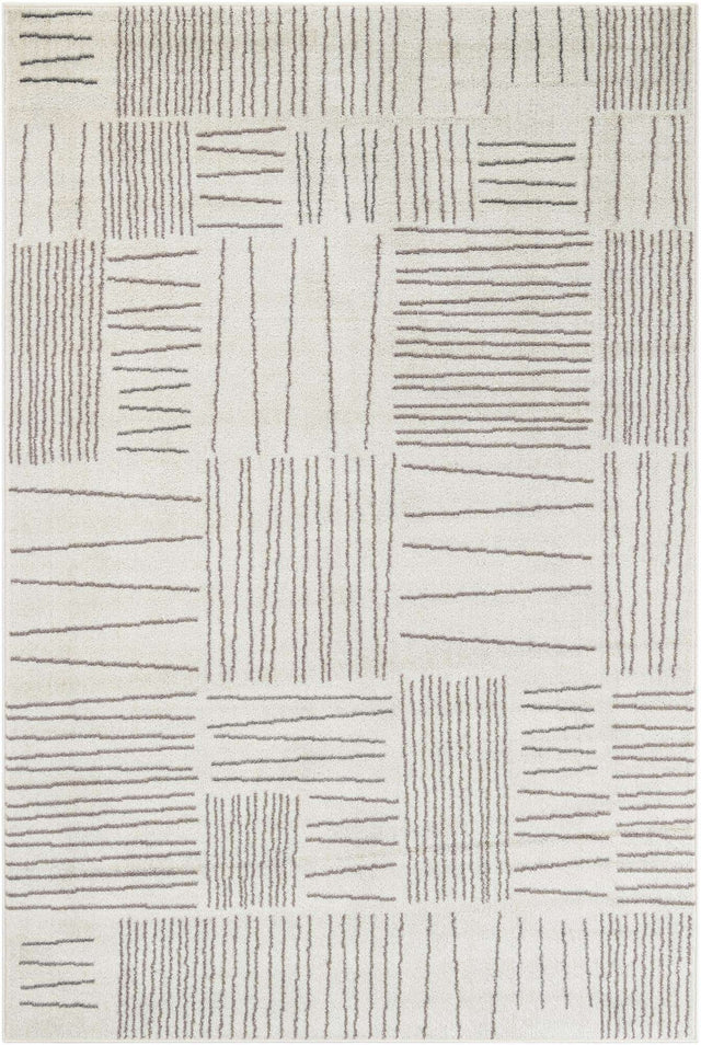 Ivory 6' 1 x 9' Hanahan Rectangle Area Rug 100% Polypropylene With Jute Backing Abstract Geometric Modern Carpet for Living, Dining Room, Office Space for Sale at Rug Engine