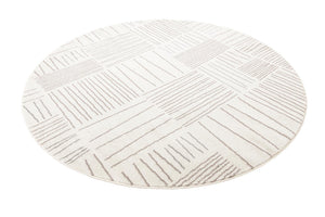 Ivory 7' 10 x 7' 10 Hanahan Round Area Rug 100% Polypropylene With Jute Backing Abstract Geometric Modern Carpet for Living, Dining Room, Office Space for Sale at Rug Engine