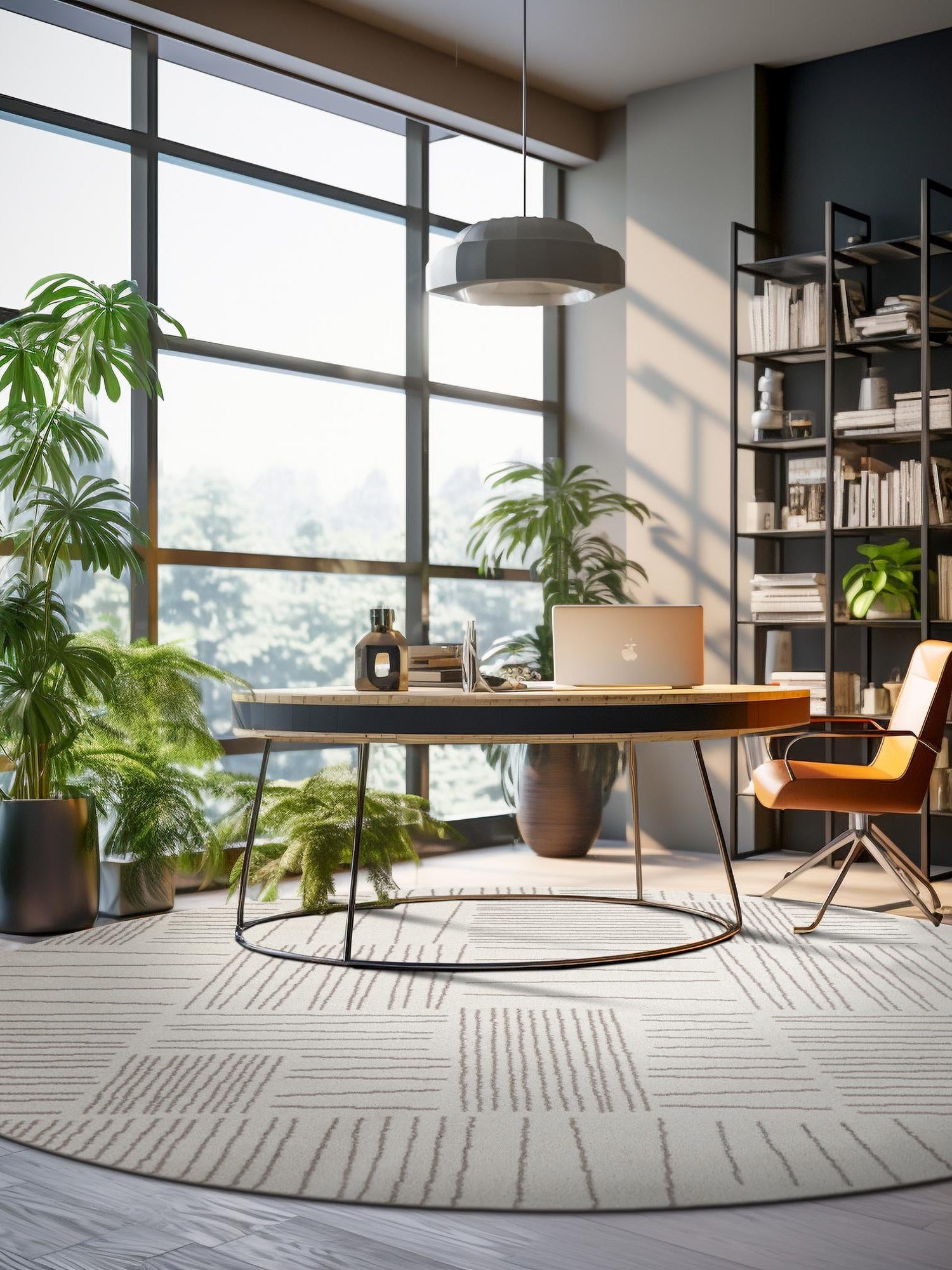 Ivory 3' 1 x 3' 1 Hanahan Round Area Rug 100% Polypropylene With Jute Backing Abstract Geometric Modern Carpet for Living, Dining Room, Office Space for Sale at Rug Engine