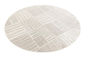 Ivory 7' 10 x 7' 10 Hanahan Round Area Rug 100% Polypropylene With Jute Backing Abstract Geometric Modern Carpet for Living, Dining Room, Office Space for Sale at Rug Engine