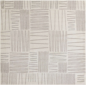 Ivory 7' 10 x 7' 10 Hanahan Square Area Rug 100% Polypropylene With Jute Backing Abstract Geometric Modern Carpet for Living, Dining Room, Office Space for Sale at Rug Engine
