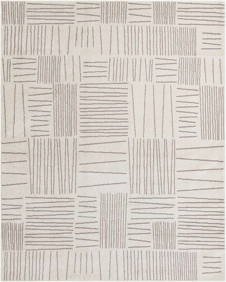 Ivory 7' 10 x 10' Hanahan Rectangle Area Rug 100% Polypropylene With Jute Backing Abstract Geometric Modern Carpet for Living, Dining Room, Office Space for Sale at Rug Engine