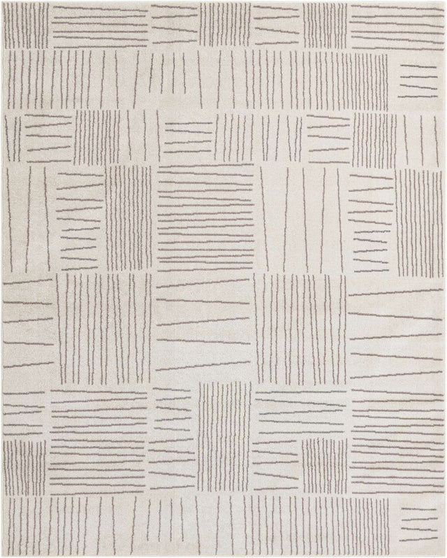 Ivory 7' 10 x 10' Hanahan Rectangle Area Rug 100% Polypropylene With Jute Backing Abstract Geometric Modern Carpet for Living, Dining Room, Office Space for Sale at Rug Engine