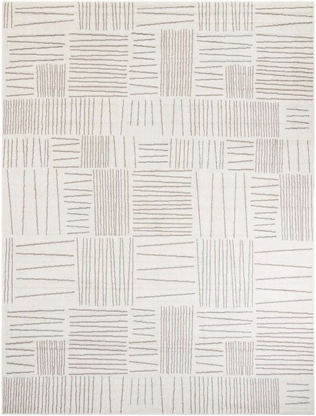Ivory 9' x 12' Hanahan Rectangle Area Rug 100% Polypropylene With Jute Backing Abstract Geometric Modern Carpet for Living, Dining Room, Office Space for Sale at Rug Engine