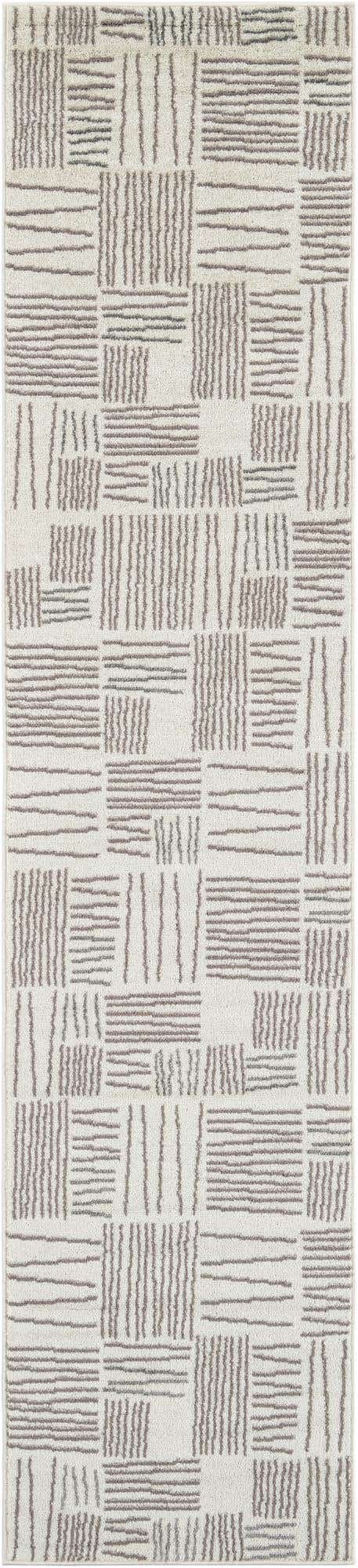 Ivory 2' 7 x 12' Hanahan Runner Area Rug 100% Polypropylene With Jute Backing Abstract Geometric Modern Carpet for Living, Dining Room, Office Space for Sale at Rug Engine