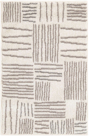 Ivory 2' x 3' 1 Hanahan Rectangle Area Rug 100% Polypropylene With Jute Backing Abstract Geometric Modern Carpet for Living, Dining Room, Office Space for Sale at Rug Engine