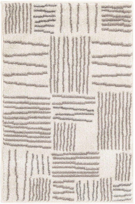 Ivory 2' x 3' 1 Hanahan Rectangle Area Rug 100% Polypropylene With Jute Backing Abstract Geometric Modern Carpet for Living, Dining Room, Office Space for Sale at Rug Engine