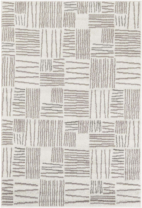 Ivory 4' 1 x 6' 1 Hanahan Rectangle Area Rug 100% Polypropylene With Jute Backing Abstract Geometric Modern Carpet for Living, Dining Room, Office Space for Sale at Rug Engine