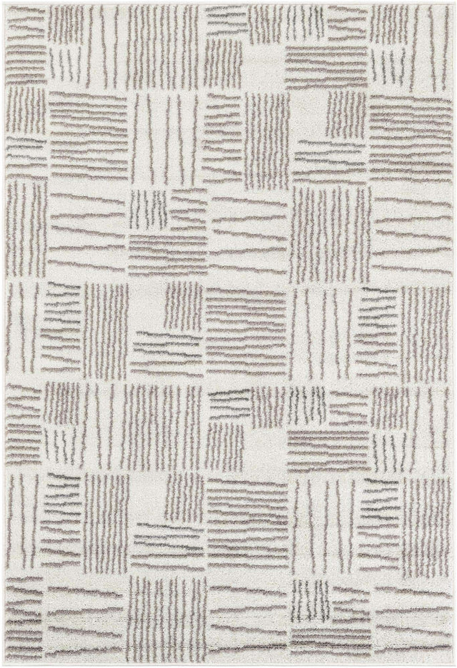 Ivory 4' 1 x 6' 1 Hanahan Rectangle Area Rug 100% Polypropylene With Jute Backing Abstract Geometric Modern Carpet for Living, Dining Room, Office Space for Sale at Rug Engine