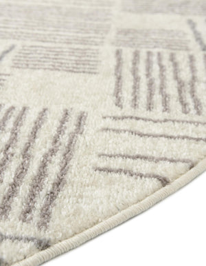 Ivory 3' 1 x 3' 1 Hanahan Round Area Rug 100% Polypropylene With Jute Backing Abstract Geometric Modern Carpet for Living, Dining Room, Office Space for Sale at Rug Engine